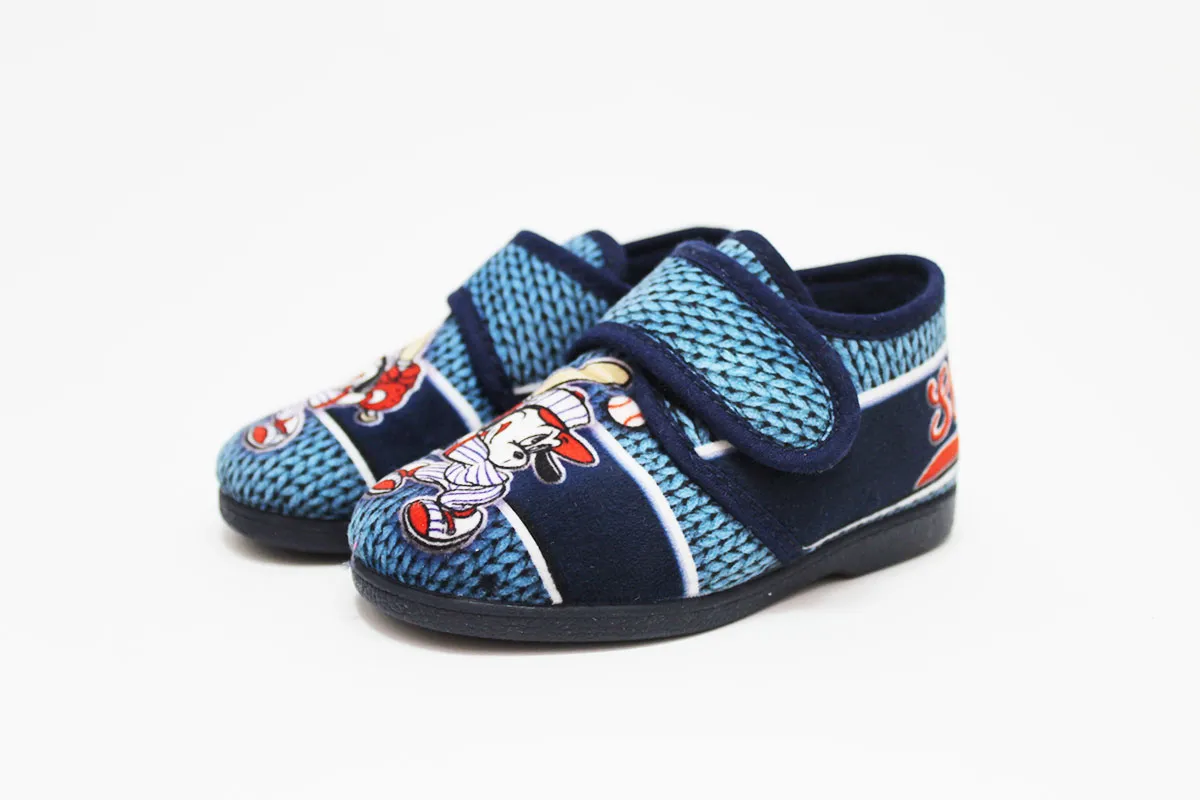 Zapatilla casa estampado azul niño