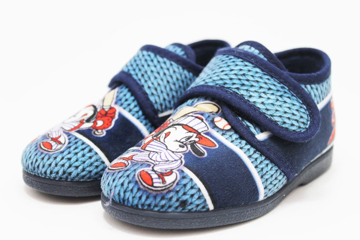 Zapatilla casa estampado azul niño