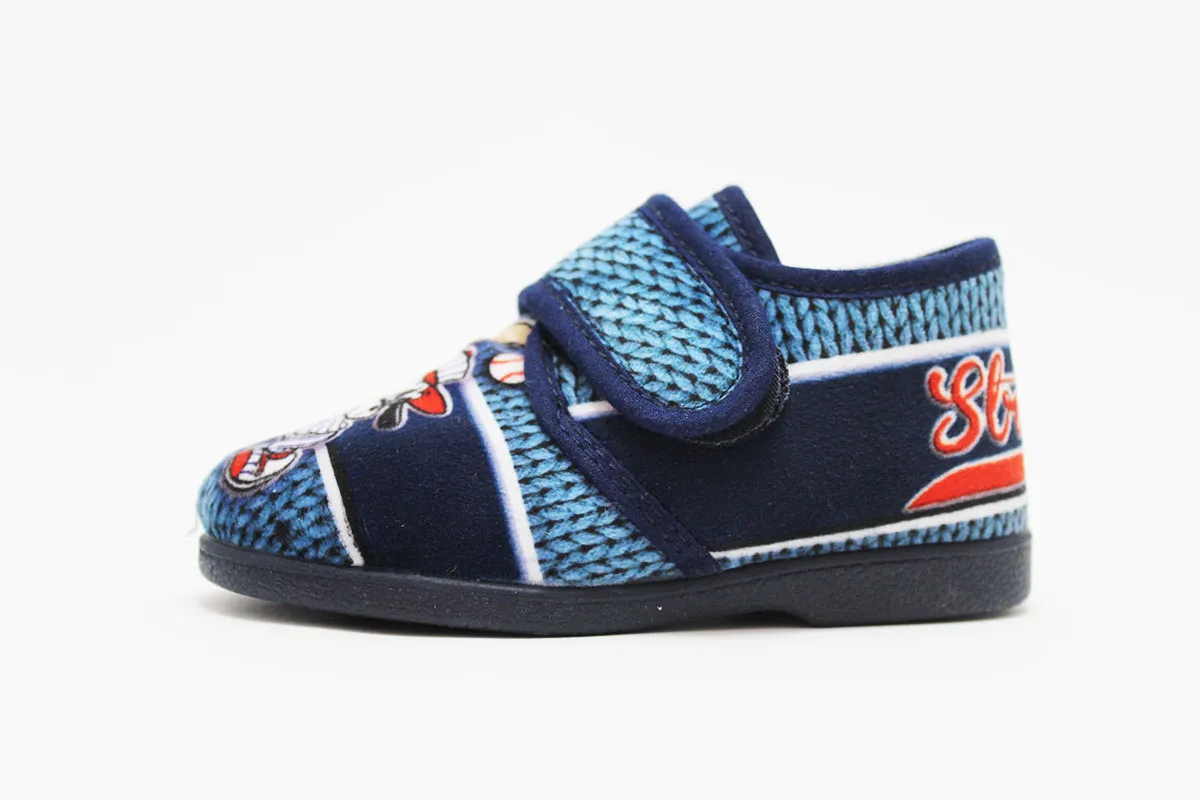 Zapatilla casa estampado azul niño