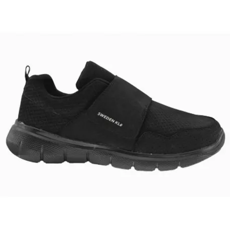 Zapatilla Deportiva Negra Con Velcro y Plantilla Confort. Sweden
