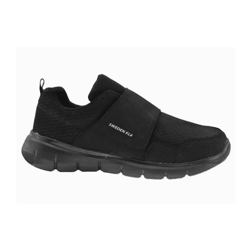 Zapatilla Deportiva Negra Con Velcro y Plantilla Confort. Sweden