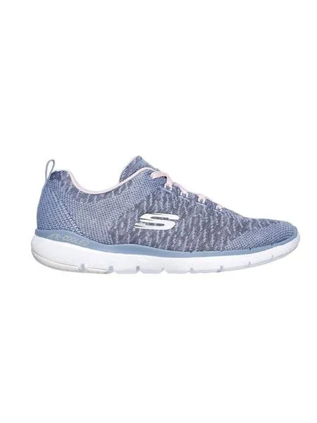 zapatilla skechers flex azul/rosa