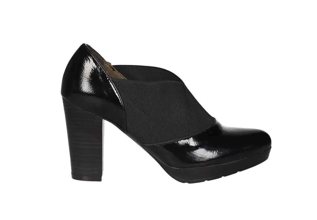 Zapato Charol Negro Abotinado Elastico Cruzado Empeine