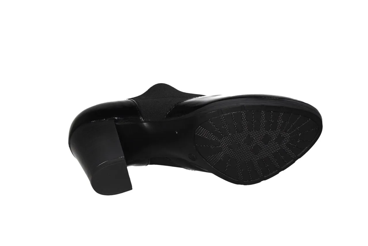 Zapato Charol Negro Abotinado Elastico Cruzado Empeine