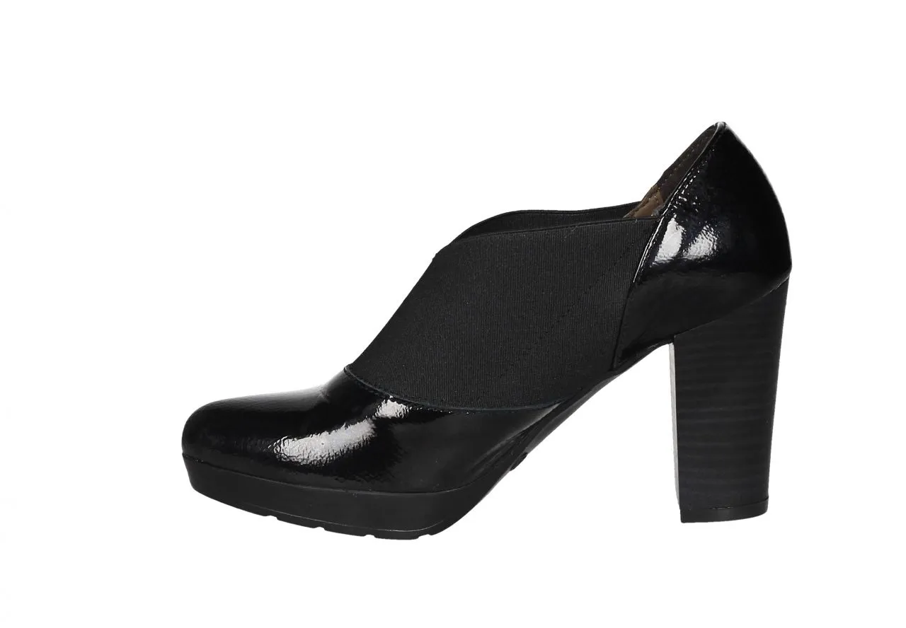 Zapato Charol Negro Abotinado Elastico Cruzado Empeine