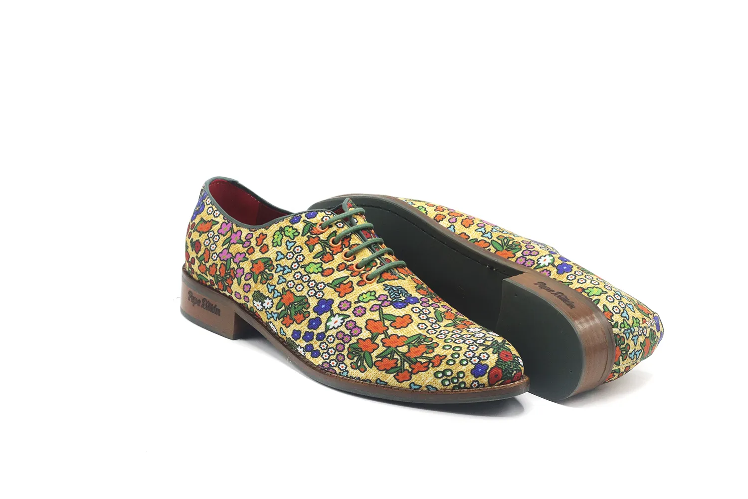 Zapato modelo Fuji, fabricado en ILI M111 Beige Vivos Verde Botella